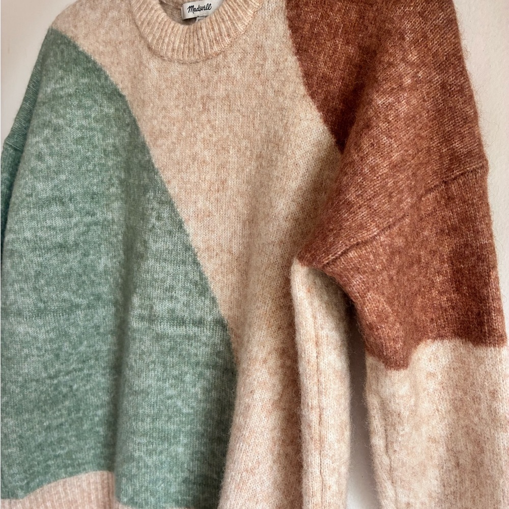Madewell Tri-Tone Sweater - Green, Cream, Brown - Picture 5 of 8